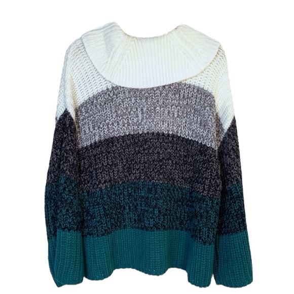 Lane Bryant Classic Bracelet-Sleeve Turtleneck Stripe Sweater - Picture 4 of 4